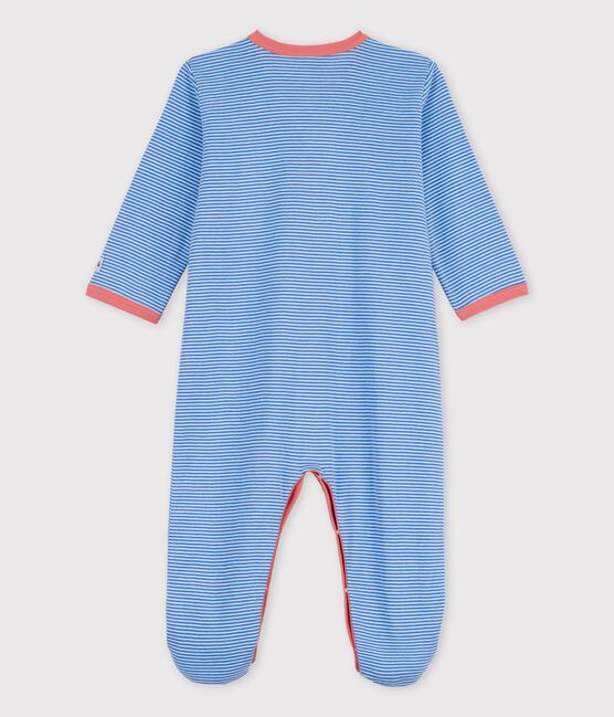 Dors-bien bébé à rayures en coton biologique bleu BRASIER/gris MARSHMALLOW
