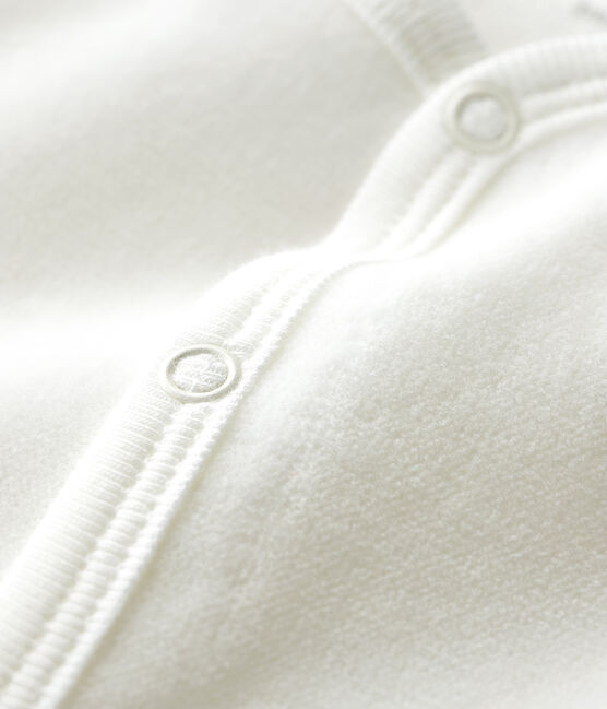 Slaappakje van wit biologisch katoenfluweel met Petit Bateau zeefdruk wit MARSHMALLOW/beige PERLIN