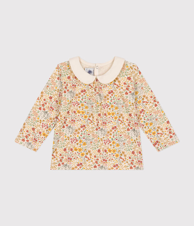 Blouse avec col en coton b&eacute;b&eacute; &eacute;cru/multicouleur