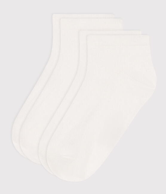 2 PAIRES DE CHAUSSETTES ENFANT EN COTON UNIES BLANCHES blanc MARSHMALLOW