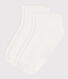 2 PAIRES DE CHAUSSETTES ENFANT EN COTON UNIES BLANCHES