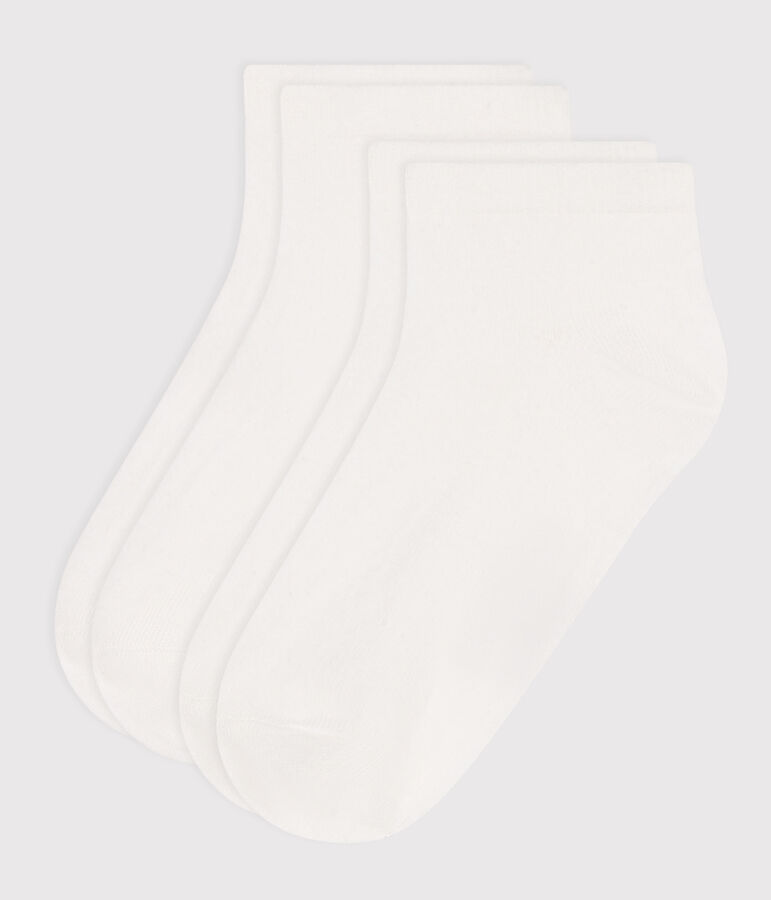 2 paires de chaussettes basses enfant en coton unies blanc