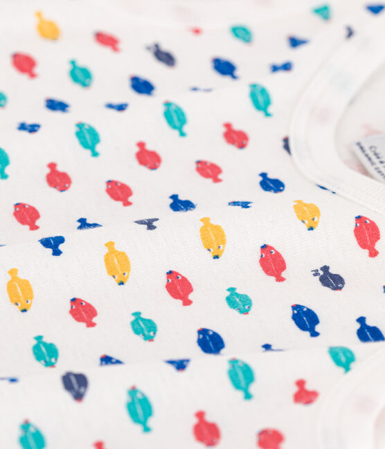 Kort katoenen babypakje met print met zeedieren wit MARSHMALLOW/wit MULTICO