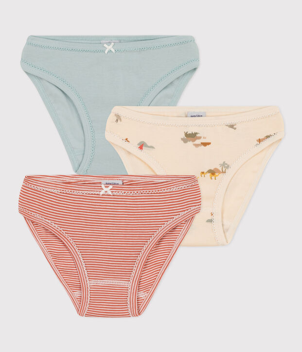Set van 3 katoenen meisjesslips met dierenprint multicouleur