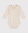 Katoenen body met lange mouwen en kraagje voor baby's beige MONTELIMAR CHINE