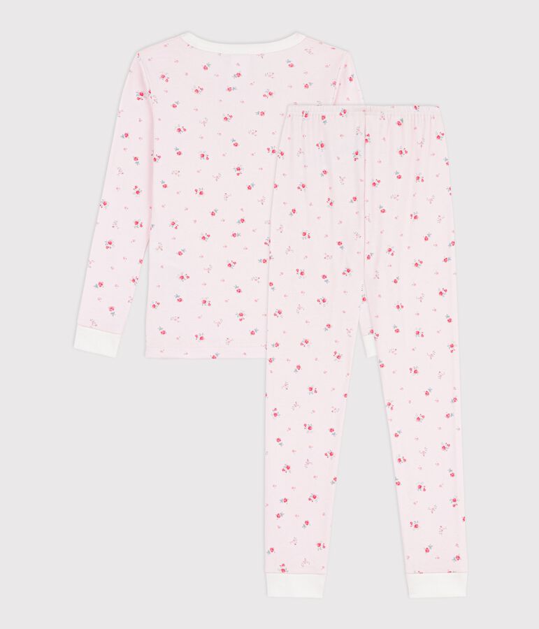 Nauw ansluitende katoenen kinderpyjama met bloemenprint roze BARELY/ MULTICO