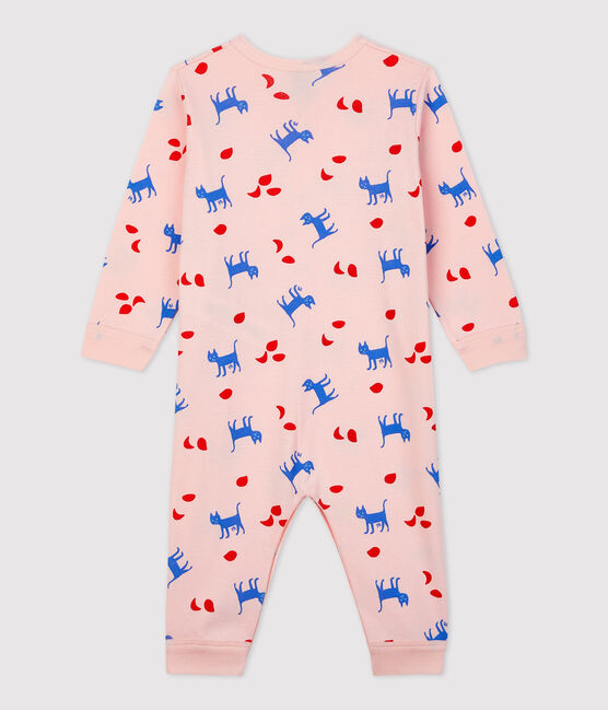 Dors-bien bébé imprimé fantaisie sans pieds en coton rose MINOIS/blanc MULTICO