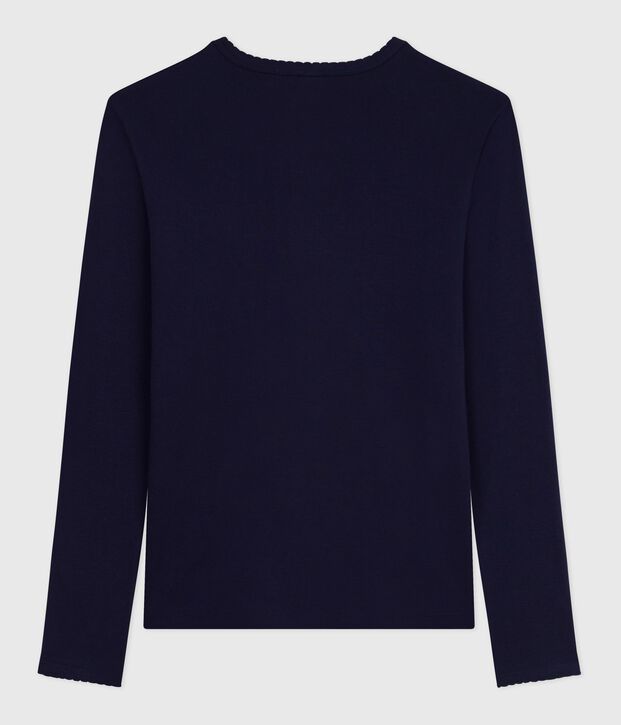 Tee-shirt femme l'iconique cocotte en coton manches longues bleu marine