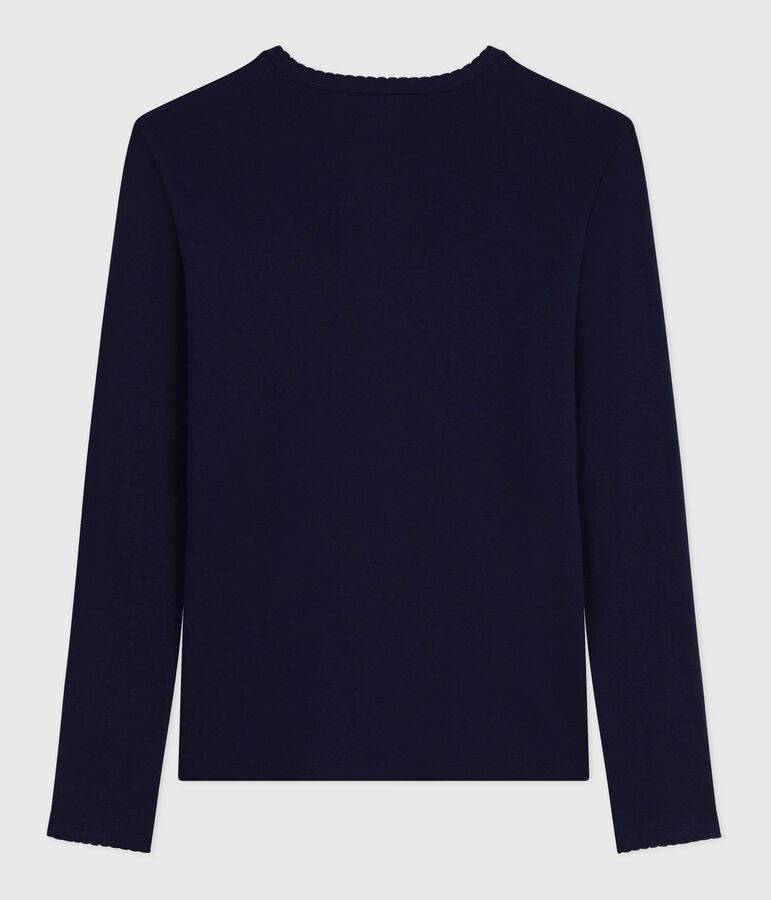 Tee-shirt femme l'iconique cocotte en coton manches longues bleu