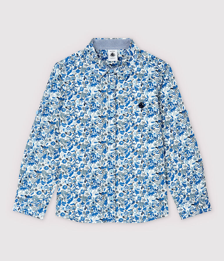 Popeline overhemd voor jongens wit MARSHMALLOW/wit MULTICO