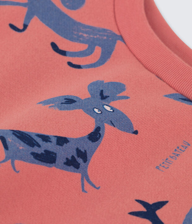 Sweater in molton voor meisjes/jongens roze/multicouleur