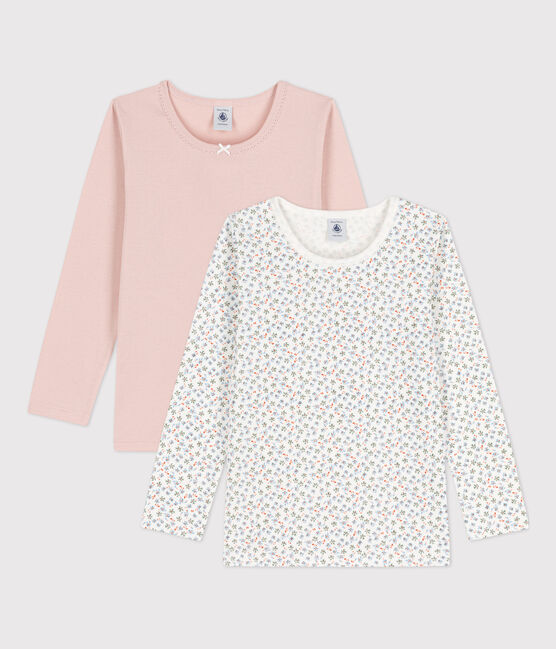 Set van 2 T-shirts in katoen met lange mouwen voor meisjes variante 1