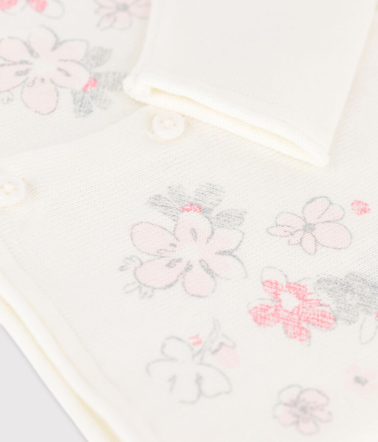 Cardigan en tricot jersey coton/lin b&eacute;b&eacute; fille blanc