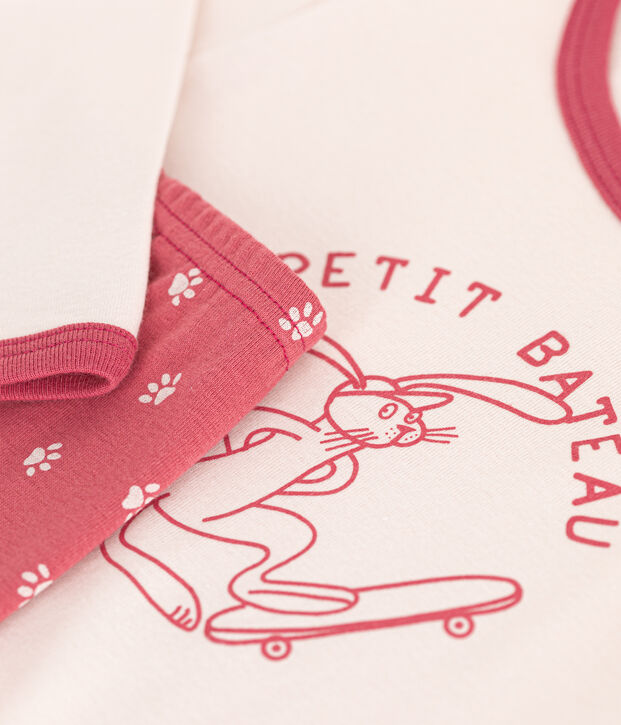 Pyjama  en coton manches longues beige/multicouleur