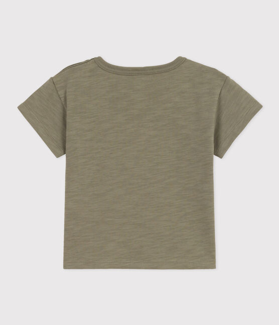 T-shirt met korte mouwen in gevlamde jersey voor babyjongens. groen MARECAGE