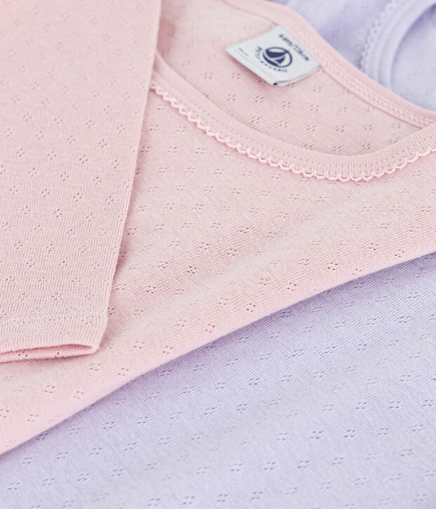 Setje met T-shirts met lange mouwen van ajourkatoen voor kinderen multicouleur