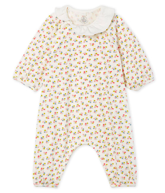 Combinaison longue bébé fille en côte blanc MARSHMALLOW/blanc MULTICO