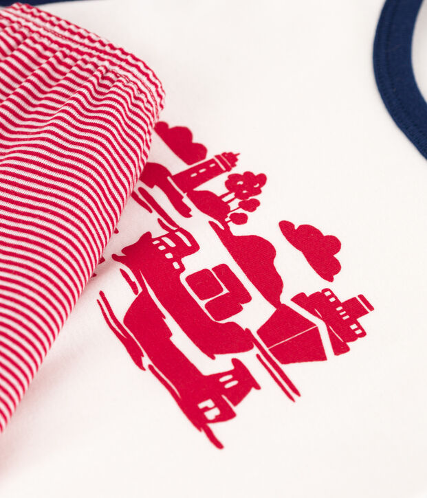 Pyjacourt Le Havre en coton petit gar&ccedil;on blanc/multicouleur