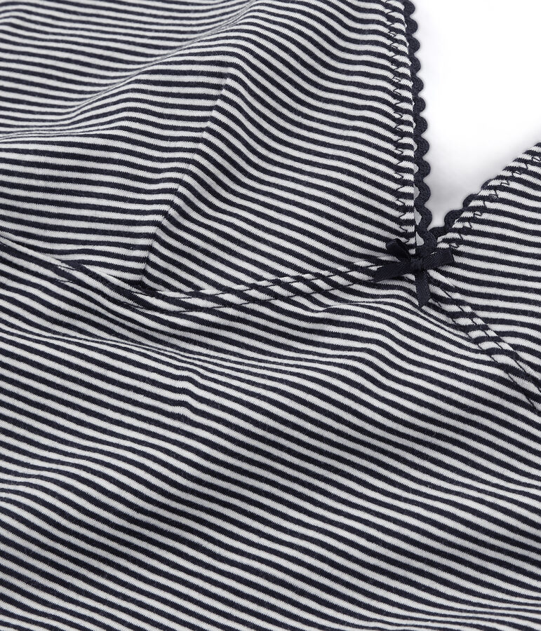 Body sans manche femme en jersey extrafin bleu ABYSSE/blanc LAIT