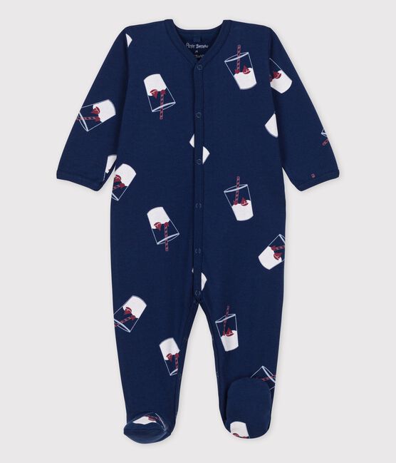 Slaappakje in biologisch katoen voor baby's Tajinebanane x Petit Bateau blauw MEDIEVAL/wit MULTICO