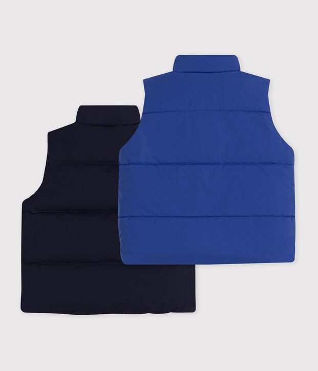 Effen mouwloos donsjack voor kinderen zwart/blauw