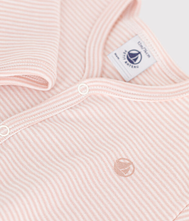 Katoenen babypyjama roze/wit