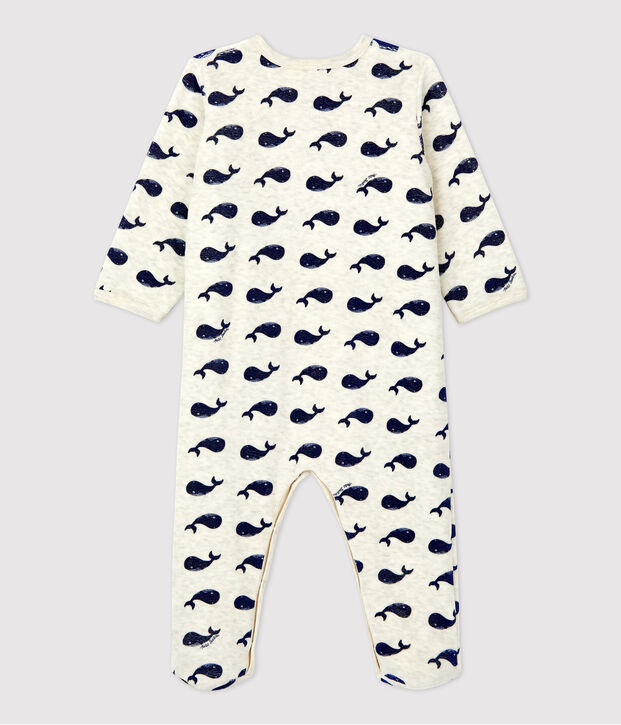 Babypyjama in fluweel. beige/blauw