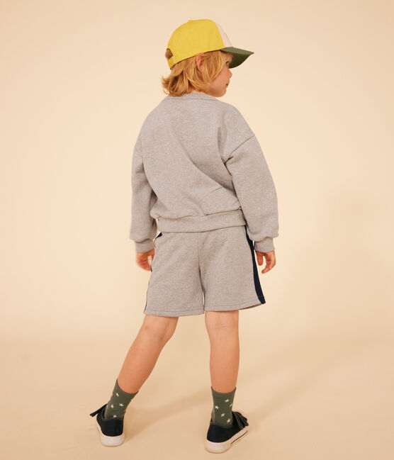 Sweatshirt in fleece voor jongens grijs CHATON CHINE