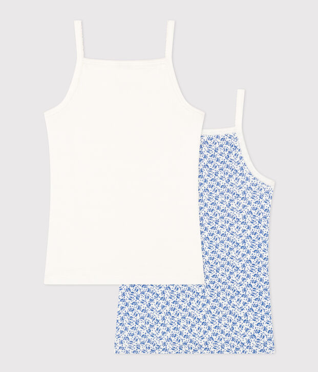 Set van 2 katoenen hemdjes met bandjes en bloemetje voor kinderen multicouleur