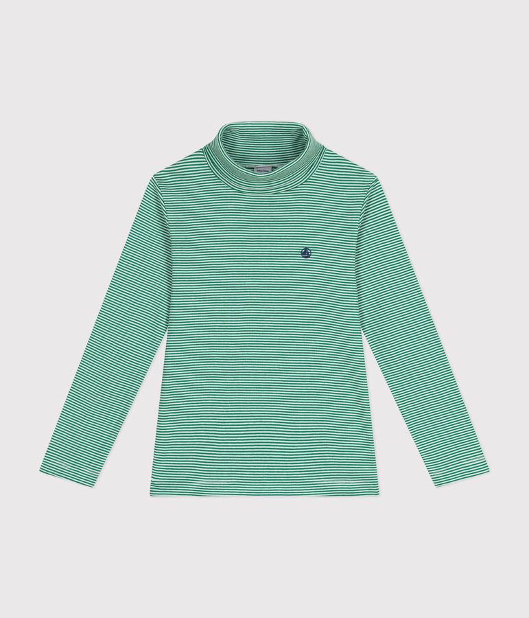 Gestreepte coltrui voor jongens/meisjes in katoen groen/wit