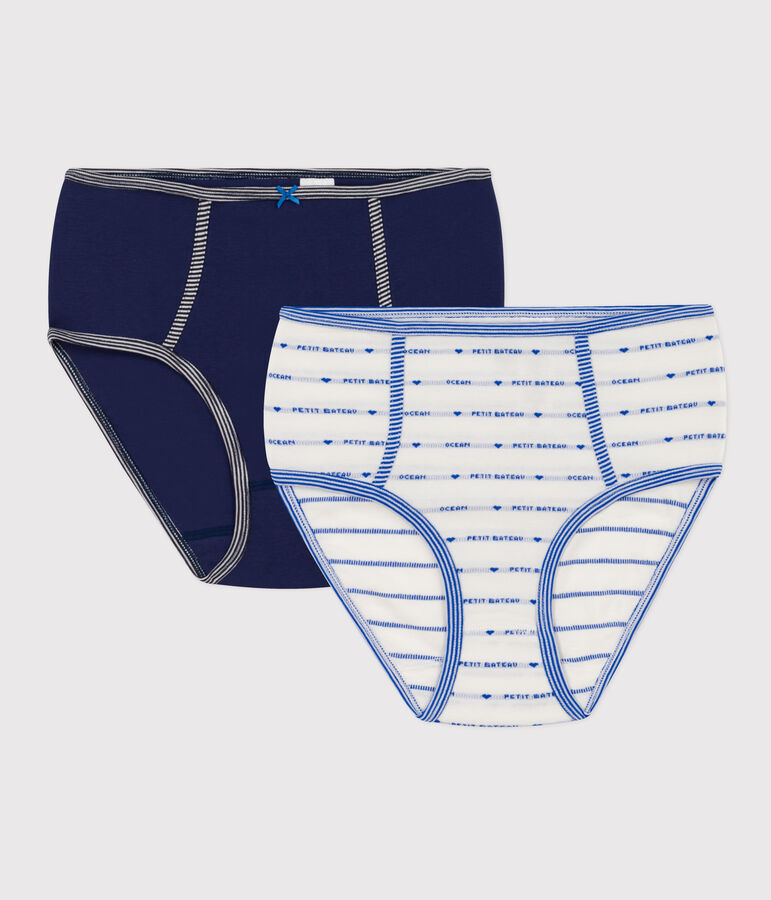 Set van 2 damesslipjes met hoge taille in katoen multicouleur