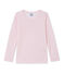 Meisjes-T-shirt met lange mouwen in wol/katoen roze VIENNE/roze GRETEL