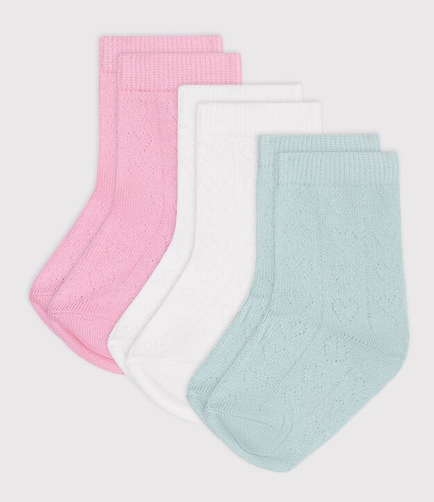 3 paires de chaussettes b&eacute;b&eacute; en coton ajour&eacute;s c&oelig;urs multicouleur