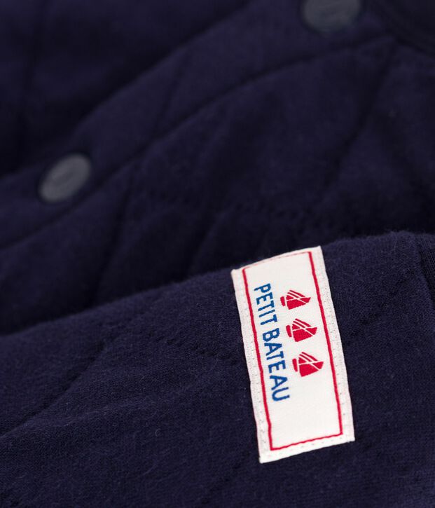 Cardigan b&eacute;b&eacute; en coton &eacute;pais uni bleu marine
