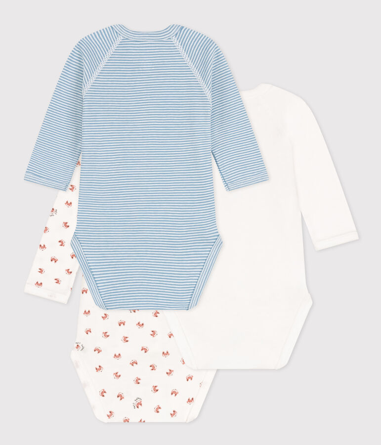 SET VAN 3 KATOENEN BODY'S MET LANGE MOUWEN VOOR BABY'S multicouleur