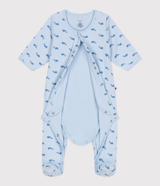 Bodyjama bébé en tubique baleine bleu TOUDOU/ ALASKA