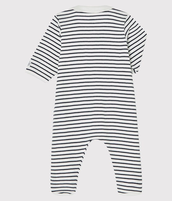 Slaappakje met marinestreepjes in biokatoen voor baby's wit MARSHMALLOW/blauw SMOKING