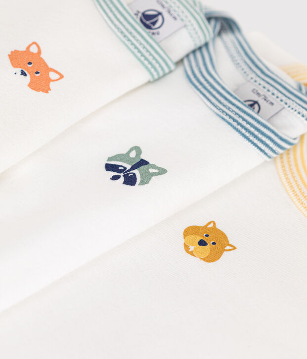 Setje met 3 katoenen babyrompertjes met lange mouw multicouleur