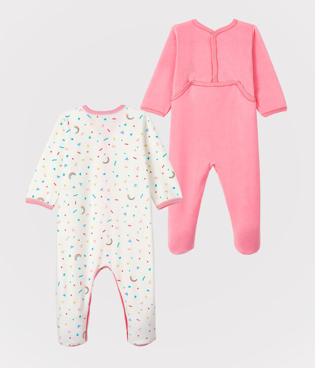 Lot de 2 dors-bien b&eacute;b&eacute; fille en velours multicouleur
