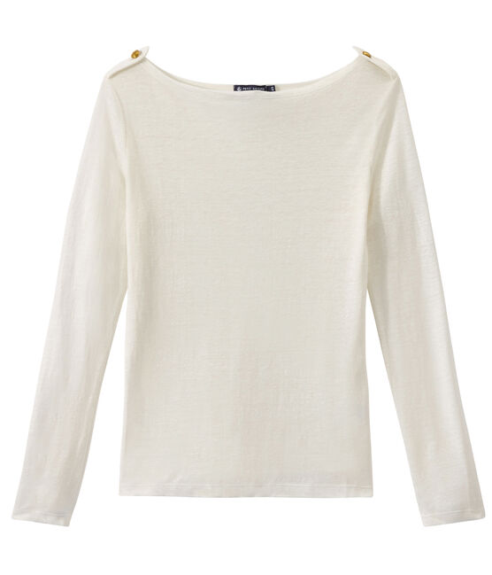 Dames-T-shirt in linnen wit LAIT