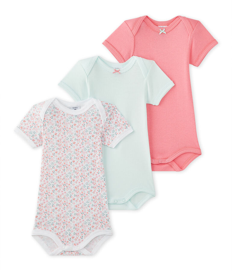 Set van 3 body's met korte mouwen voor babymeisjes wit LOT