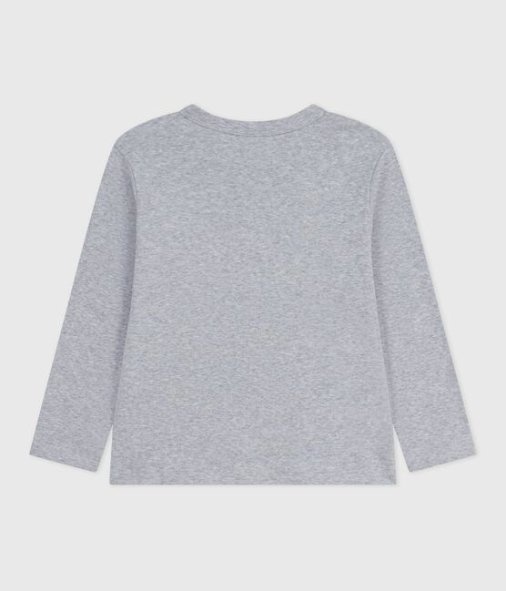 Effen katoenen T-shirt met lange mouwen voor kinderen grijs FUMEE CHINE
