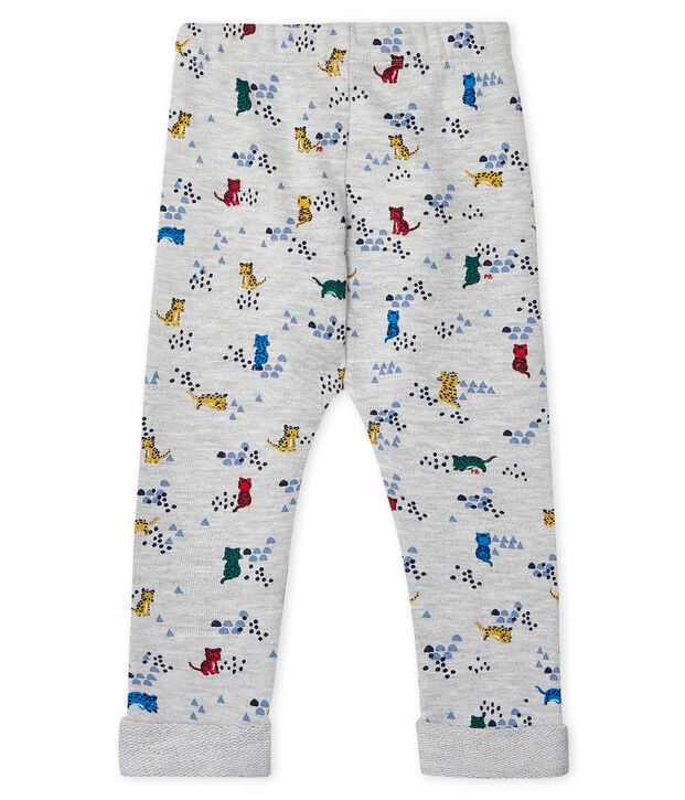 Broek van molton met print babyjongen grijs/multicouleur