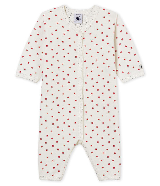 Dors bien bébé fille en tubique blanc MARSHMALLOW/rouge TERKUIT