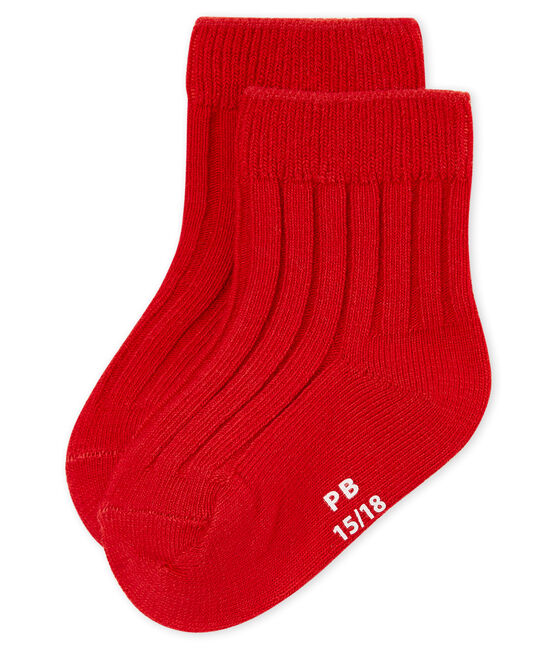 Chaussettes en côtes bébé mixte rouge TERKUIT