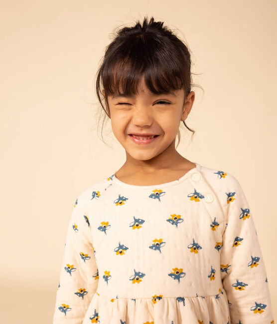 Robe manches longues en tubique imprimé enfant fille blanc AVALANCHE/ MULTICO