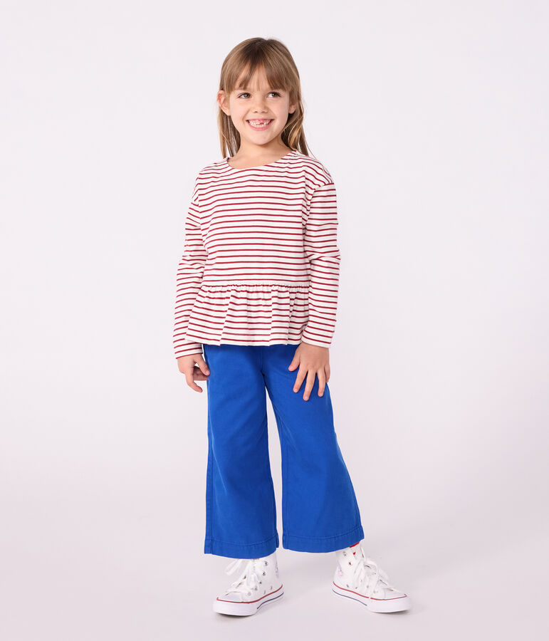 Katoenen marinetruitje voor kinderen ecru/rood