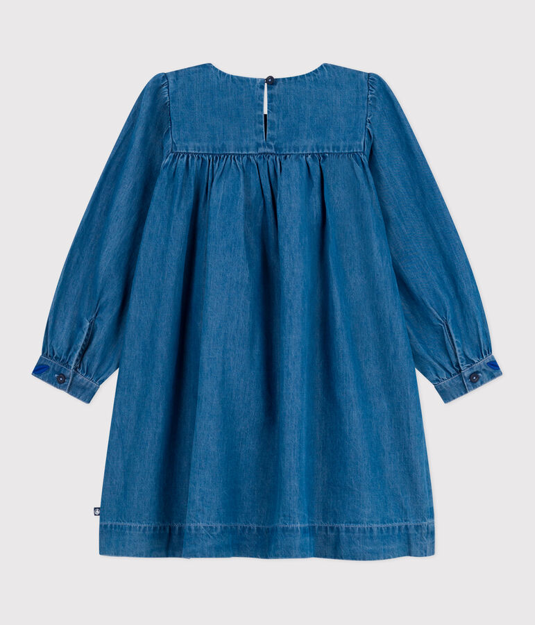Kinderjurk met lange mouwen in denim blauw