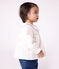 Blouse bébé en popeline de coton manches longues, à col et brodée blanc ECUME
