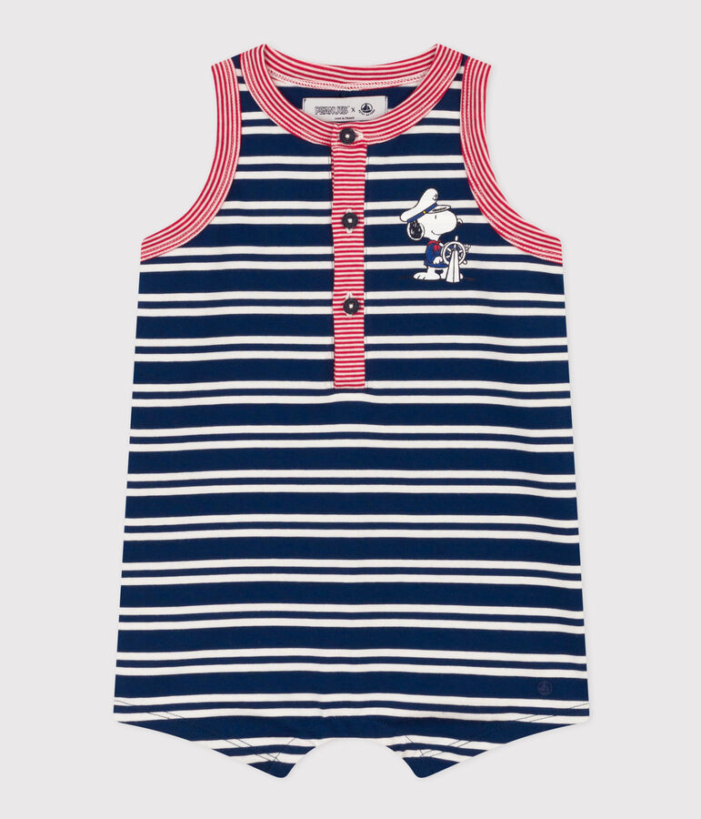 Combinaison Petit Bateau X Snoopy en jersey l&eacute;ger b&eacute;b&eacute; bleu/multicouleur